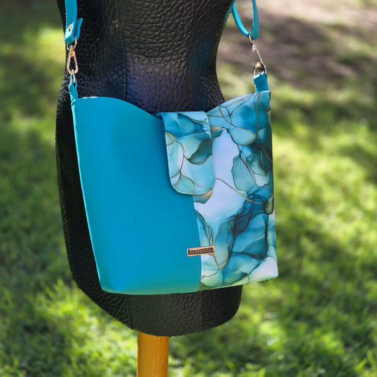 Teal Floral Bucket Bag