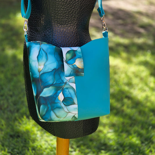 Teal Floral Bucket Bag