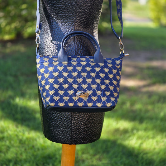 Navy and Gold Bee Totini Bag