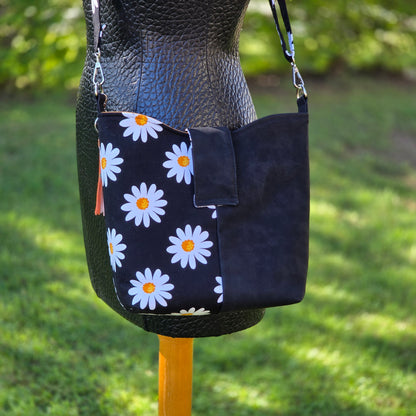 Highland Cow Blue Tartan Bucket Bag