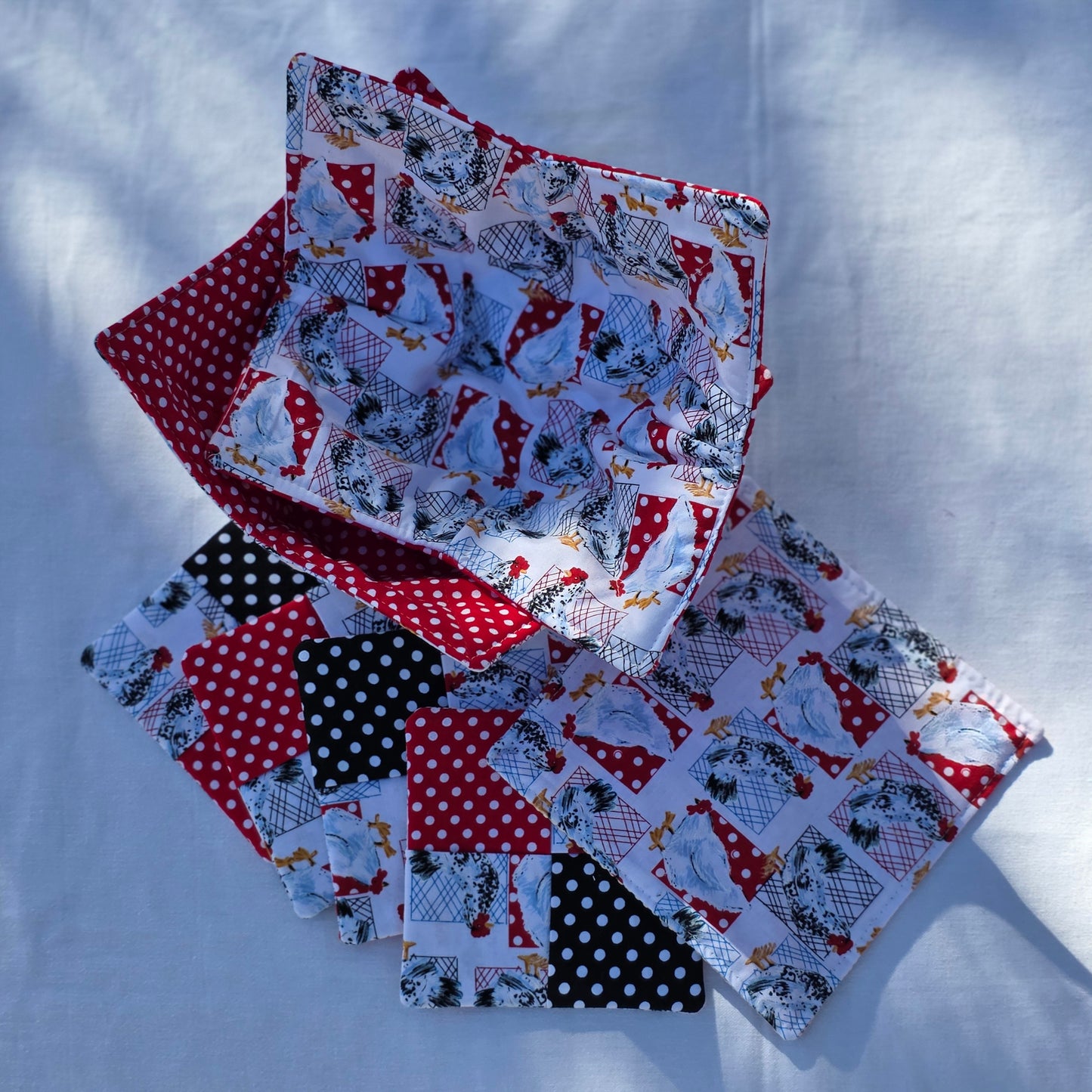 Ovenglove and Dishtowel Gift set - Red, Black and White