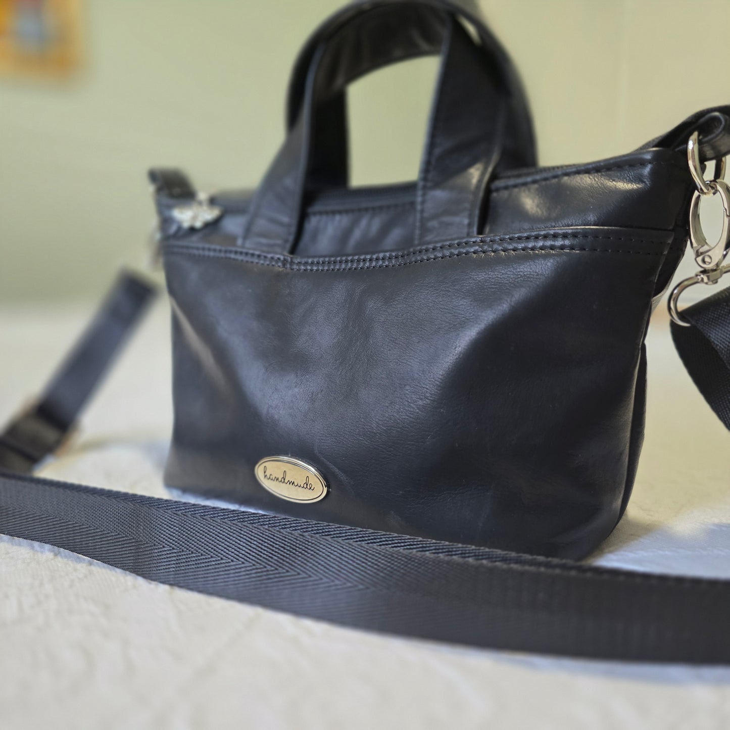 Black Kangaroo Leather Totini